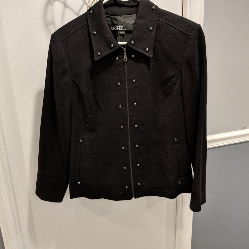 Black kasper jacket wirh silver stud embellishment